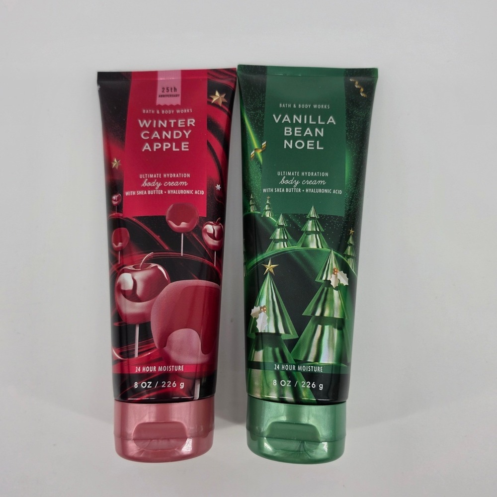 Bath & Body Works Winter Candy Apple & Vanilla Bean Noel Body Cream 8oz Set